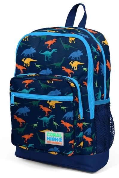 Coral High Erkek Çocuk İlkokul Çantası - Lacivert Dinazor Baskılı Dört Bölmeli - Resim 2