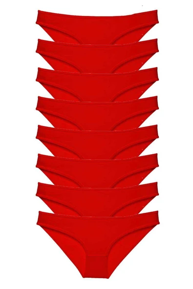 LitaeTrend 8 adet Süper Eko Set Likralı Kadın Slip Külot Kırmızı ürün görseli 1