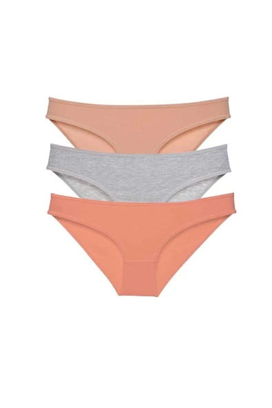 LitaeTrend 3 adet Eko Set Likralı Kadın Slip Külot Ten Gri Pudra ürün görseli 1