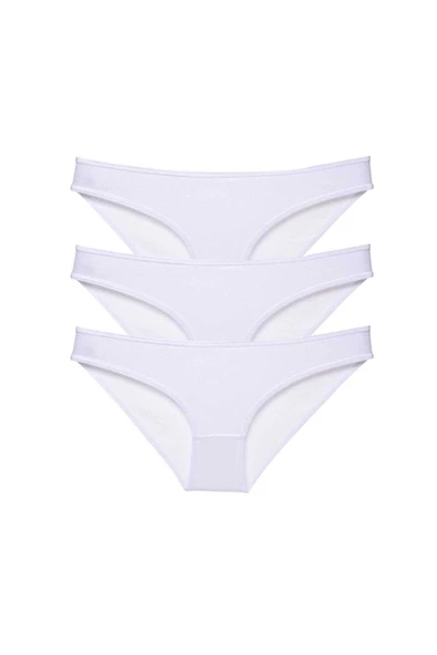 LitaeTrend 3 adet Süper Eko Set Likralı Kadın Slip Külot Beyaz ürün görseli 1