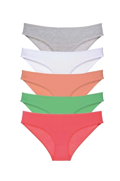 LitaeTrend 5 adet Süper Eko Set Likralı Kadın Slip Külot Gri Beyaz Pudra Yeşil Fuşya ürün görseli 1