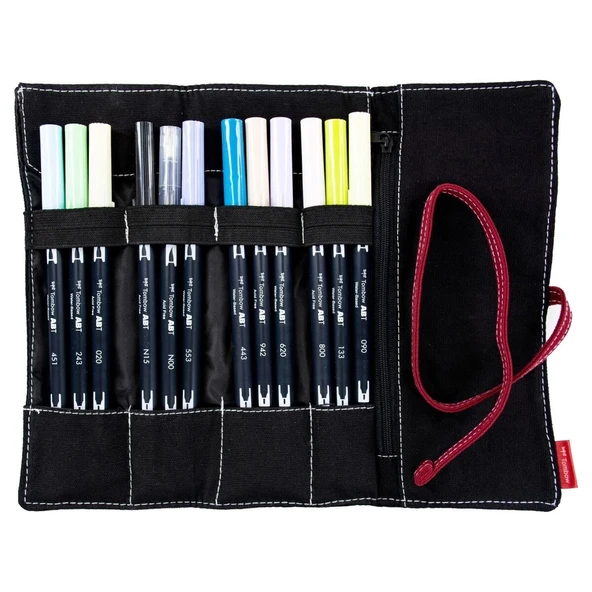 Supertrend Dual Brush Pen Fırça Uçlu Kalem Seti 12 RENK PASTEL COLOURS (Rulo Kalemlik Hediyeli) ürün görseli 1