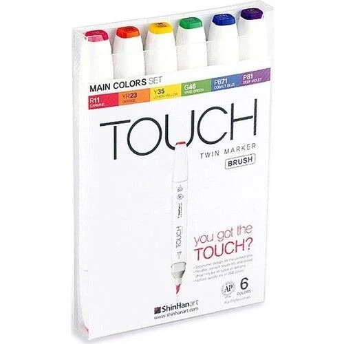 Touch Twin Brush Marker Fırça Uçlu Marker Seti 6 Renk ANA RENKLER ürün görseli