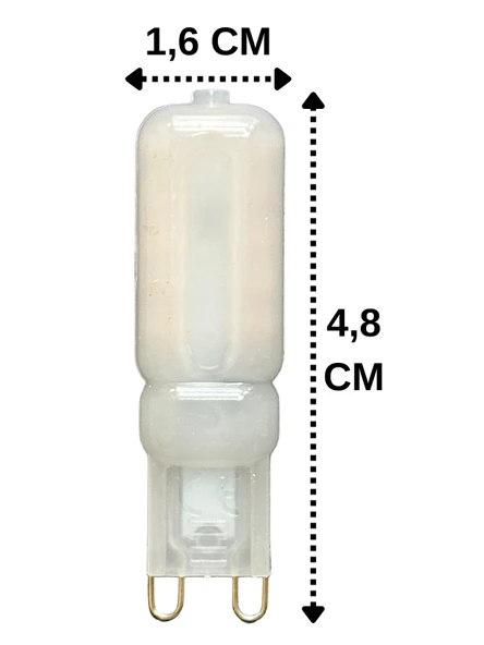 (3 Adet) Osaka Buzlu 5W Sarı Işık (3000K) G9 Duylu Led Kapsül Ampul - Resim 2