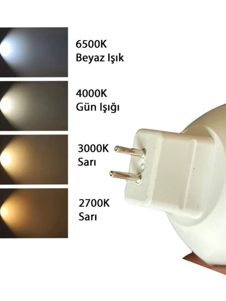 (2 Adet) Osaka 12Volt 7W (50W) Sarı (3000K) GU5.3 Duylu (İğne Bacak) Led Spot Ampul - Resim 5