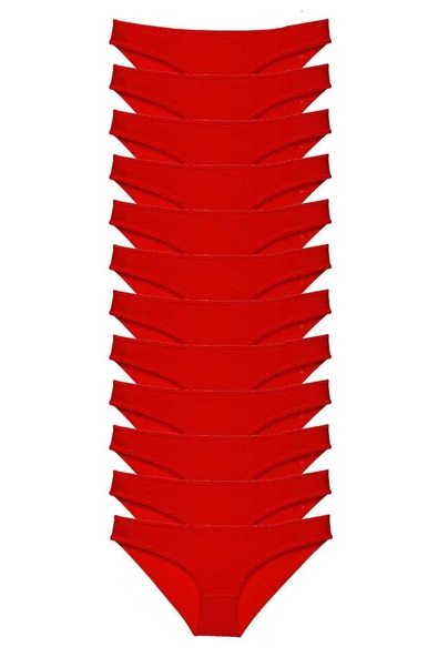 LitaeTrend 12 adet Süper Eko Set Likralı Kadın Slip Külot Kırmızı ürün görseli 1