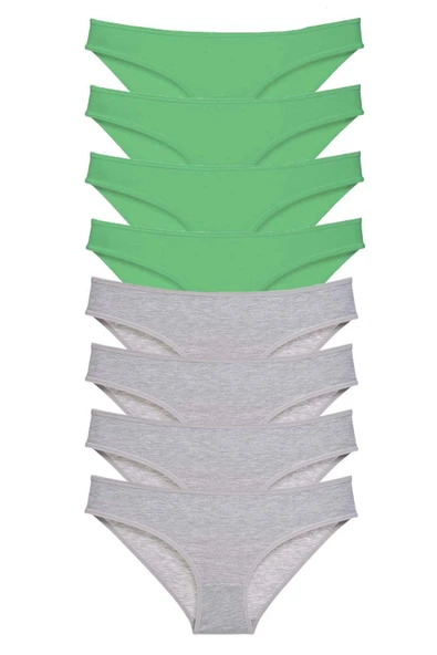 LitaeTrend 8 adet Süper Eko Set Likralı Kadın Slip Külot Yeşil Gri ürün görseli 1