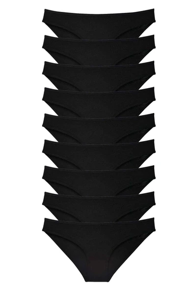 LitaeTrend 9 adet Süper Eko Set Likralı Kadın Slip Külot Siyah ürün görseli 1