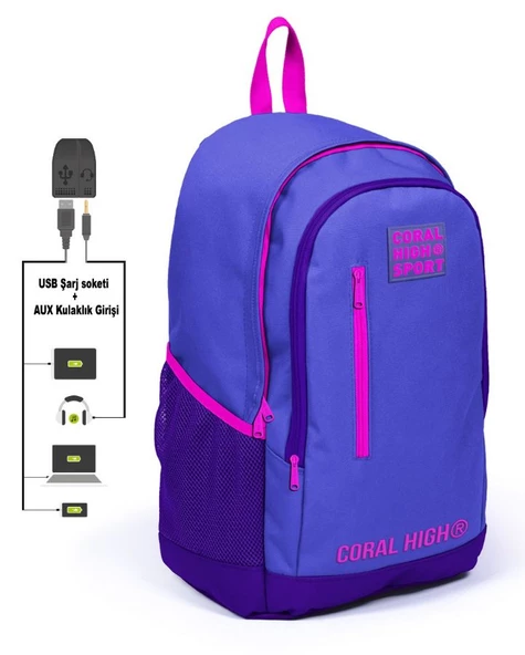 Coral High Sport Lavanta Mor Okul ve Günlük Sırt Çantası - Çocuk, Genç