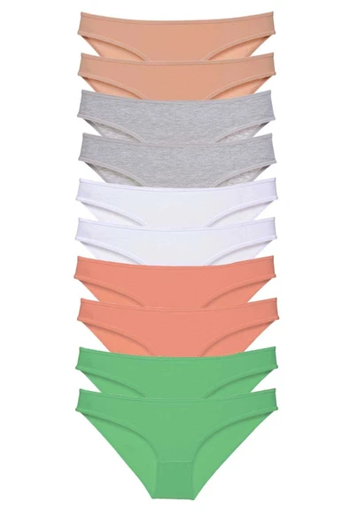 LitaeTrend 10 adet Süper Eko Set Likralı Kadın Slip Külot Ten Gri Beyaz Pudra Yeşil ürün görseli 1