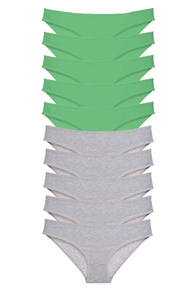 LitaeTrend 10 adet Süper Eko Set Likralı Kadın Slip Külot Yeşil Gri ürün görseli 1