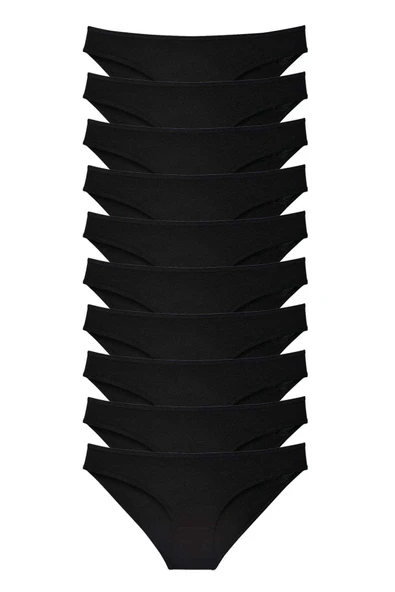 LitaeTrend 10 adet Süper Eko Set Likralı Kadın Slip Külot Siyah ürün görseli 1