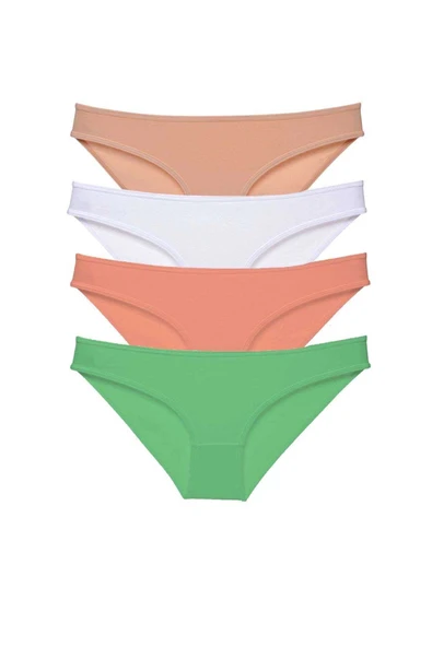 LitaeTrend 4 adet Süper Eko Set Likralı Kadın Slip Külot Ten Beyaz Pudra Yeşil ürün görseli 1