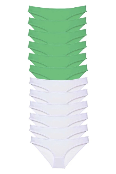 LitaeTrend 12 adet Eko Set Likralı Kadın Slip Külot Yeşil Beyaz ürün görseli 1