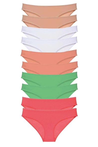 LitaeTrend 10 adet Süper Eko Set Likralı Kadın Slip Külot Ten Beyaz Pudra Yeşil Fuşya ürün görseli 1