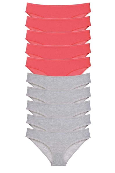 LitaeTrend 10 adet Süper Eko Set Likralı Kadın Slip Külot Fuşya Gri ürün görseli 1