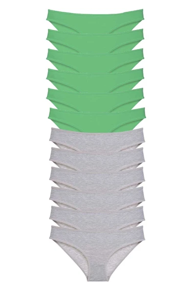 LitaeTrend 12 adet Süper Eko Set Likralı Kadın Slip Külot Yeşil Gri ürün görseli 1