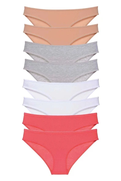 LitaeTrend 8 adet Süper Eko Set Likralı Kadın Slip Külot Ten Gri Beyaz Fuşya ürün görseli 1