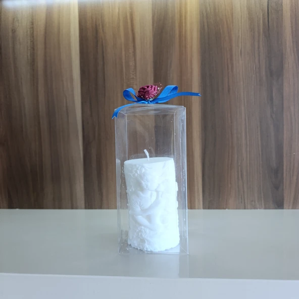 Dekoratif  mum Romantik aşıklar figürlü beyaz renk Kokulu Doğal - Resim 3