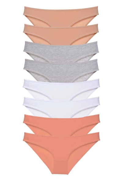 LitaeTrend 8 adet Süper Eko Set Likralı Kadın Slip Külot Ten Gri Beyaz Pudra ürün görseli 1