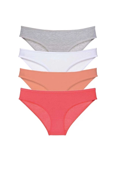 LitaeTrend 4 adet Süper Eko Set Likralı Kadın Slip Külot Gri Beyaz Pudra Fuşya ürün görseli 1