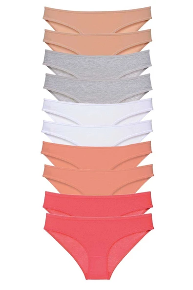 LitaeTrend 10 adet Süper Eko Set Likralı Kadın Slip Külot Ten Gri Beyaz Pudra Fuşya ürün görseli 1
