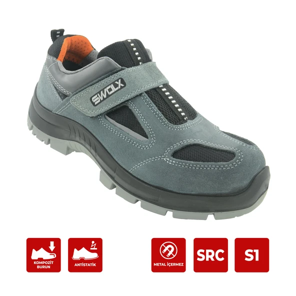 CLAS-X 12 Gri Süet Kaplama Kompozit Burunlu Suya Dayanıklı İş Ayakkabısı S1 42 Numara ürün görseli 1