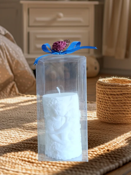 Dekoratif  mum Romantik aşıklar figürlü beyaz renk Kokulu Doğal ürün görseli