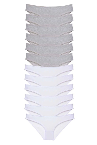 LitaeTrend 12 adet Süper Eko Set Likralı Kadın Slip Külot Gri Beyaz ürün görseli 1