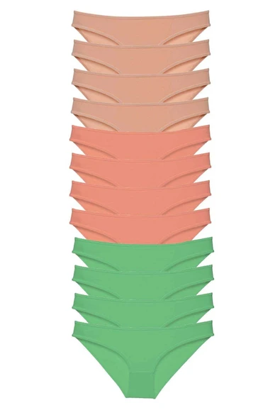 LitaeTrend 12 adet Süper Eko Set Likralı Kadın Slip Külot Ten Pudra Yeşil ürün görseli 1