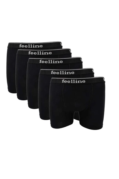LitaeTrend 5 adet Feelline Siyah Pamuklu Doğal Likralı Erkek Boxer ürün görseli 1