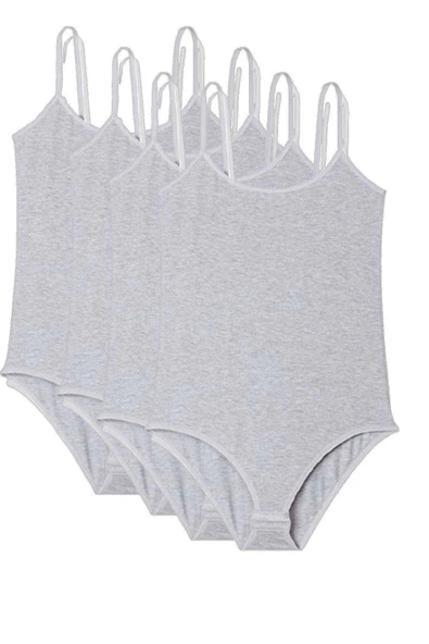 LitaeTrend 4 Adet İp Askılı Kadın Çıtçıtlı Body Gri ürün görseli 1