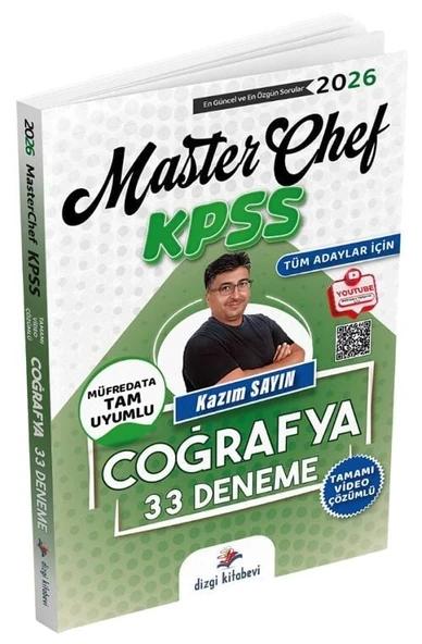 Dizgi Kitap 2026 KPSS Coğrafya MasterChef 33 Deneme Çözümlü - Kazım Sayın Dizgi Kitap Yayınları ürün görseli 1