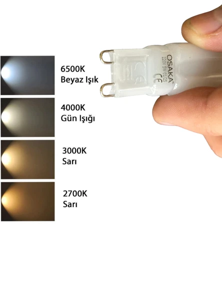 (5 Adet) Osaka Buzlu 5W Beyaz Işık (6500K) G9 Duylu Led Kapsül Ampul - Resim 4