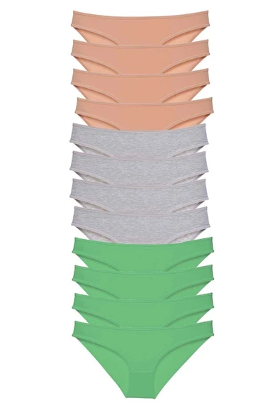 LitaeTrend 12 adet Süper Eko Set Likralı Kadın Slip Külot Ten Gri Yeşil ürün görseli 1
