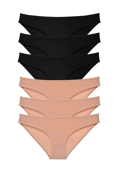 LitaeTrend 6 adet Süper Eko Set Likralı Kadın Slip Külot Siyah Ten ürün görseli 1