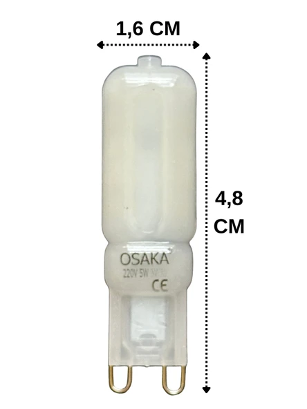 (2 Adet) Osaka Buzlu 5W Beyaz Işık (6500K) G9 Duylu Led Kapsül Ampul - Resim 2