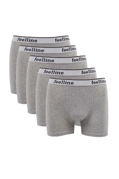 LitaeTrend 5 adet Feelline Gri Pamuklu Doğal Likralı Erkek Boxer ürün görseli 1
