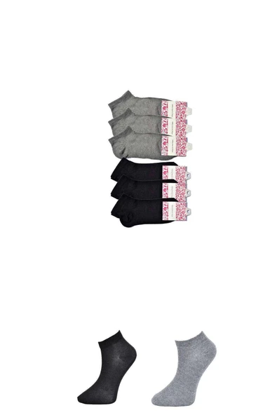 LitaeTrend Siyah ve Gri Kadın Bilek Çorap 6 çift ürün görseli 1
