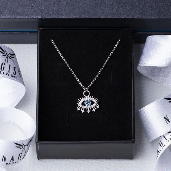 Göz-Nazar Boncuğu Model 925 Ayar Gümüş Kadın Kolye - Resim 3