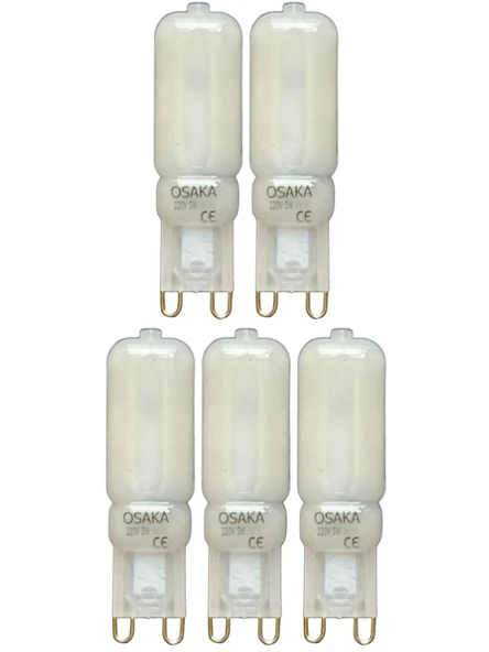 (5 Adet) Osaka Buzlu 5W Beyaz Işık (6500K) G9 Duylu Led Kapsül Ampul ürün görseli 1