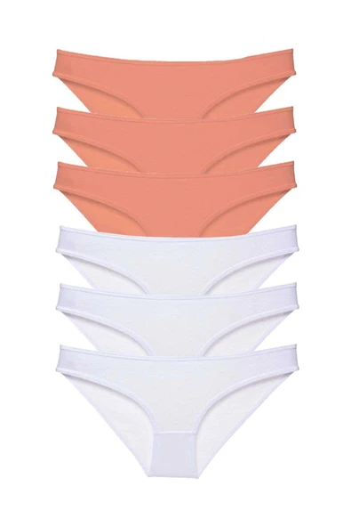LitaeTrend 6 adet Eko Set Likralı Kadın Slip Külot Pudra Beyaz ürün görseli 1