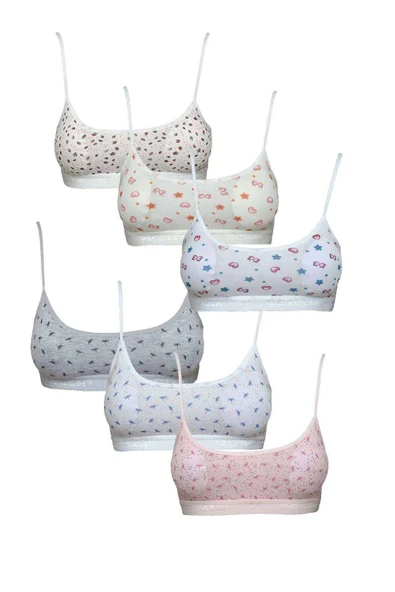 LitaeTrend Pedli Ip Askılı Yarım Atlet Desenli Büstiyer 6 Lı Set 2 ürün görseli 1