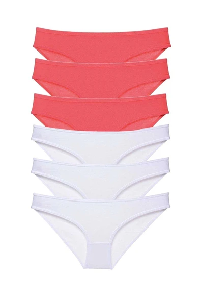 LitaeTrend 6 adet Eko Set Likralı Kadın Slip Külot Fuşya Beyaz ürün görseli 1
