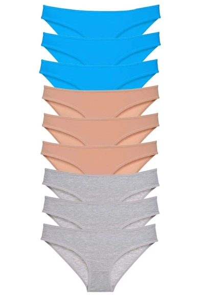 LitaeTrend 9 adet Süper Eko Set Likralı Kadın Slip Külot Ten Gri Mavi ürün görseli 1