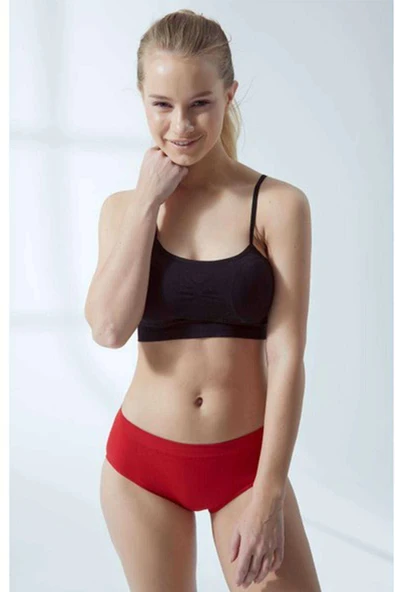 LitaeTrend Elite Life Kadın İp Askılı Destekli Büstiyer Siyah Sütyen 770 - Resim 2