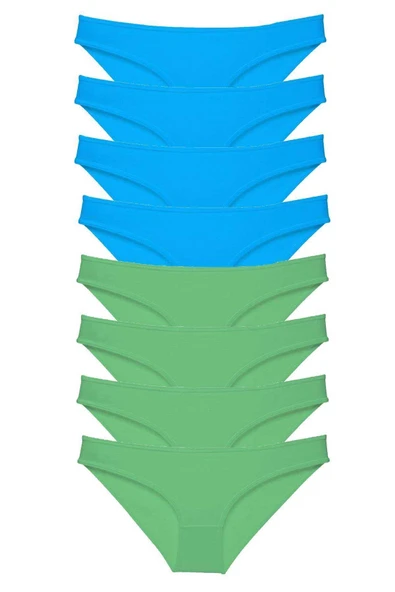 LitaeTrend 8 adet Süper Eko Set Likralı Kadın Slip Külot Yeşil ve Mavi ürün görseli 1
