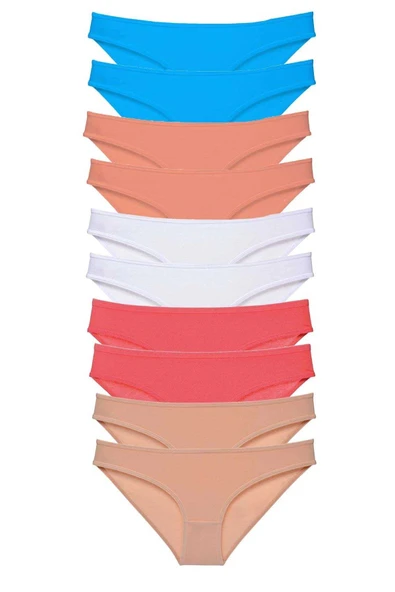 LitaeTrend 10 adet Süper Eko Set Likralı Kadın Slip Ten Beyaz Pudra Fuşya Mavi ürün görseli 1