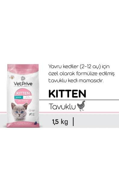 Vet Prive Yavru Kedi Maması Tavuklu 1.5 Kg - 2