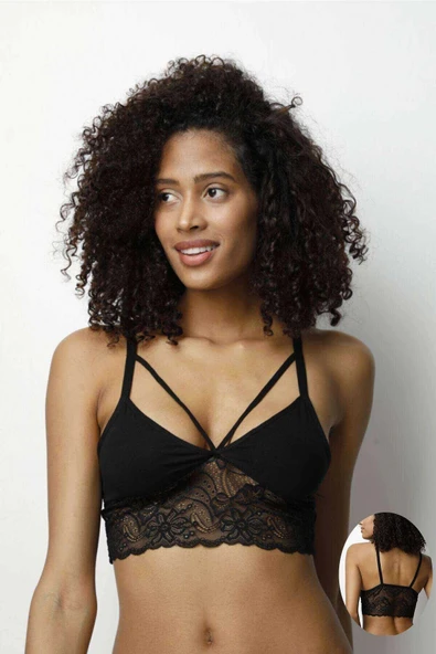 LitaeTrend Kota 4 Adet Siyah Dantelli Büstiyer 6342 ürün görseli 1